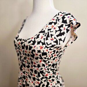 Diane von Furstenberg Black White Flowers Dress